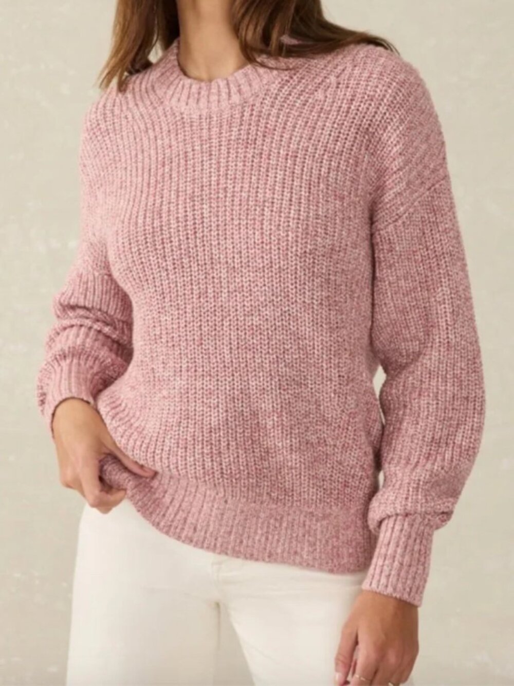 Faherty Sunwashed Fisherman Sweater In Seashell Blush Large
